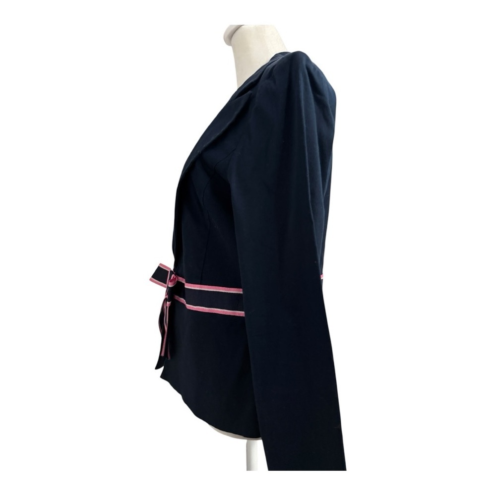 Clues Collection Navy Blazer with Pink Bow Belt 10 Professional Office School - Picture 4 of 5